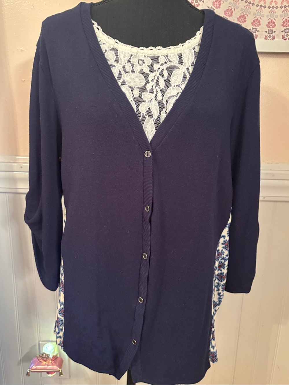 Democracy Navy Blue Button-Front Cardigan
